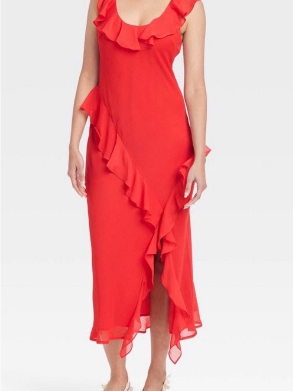 Women Ruffle Slip Dress - A New Day red size S